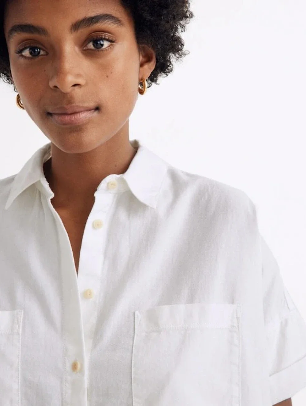 Madewell White Cotton Courier Button Down Shirt Size: XS - Picture 3 of 7